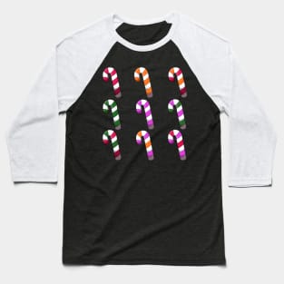 Colorful Candy Canes Baseball T-Shirt